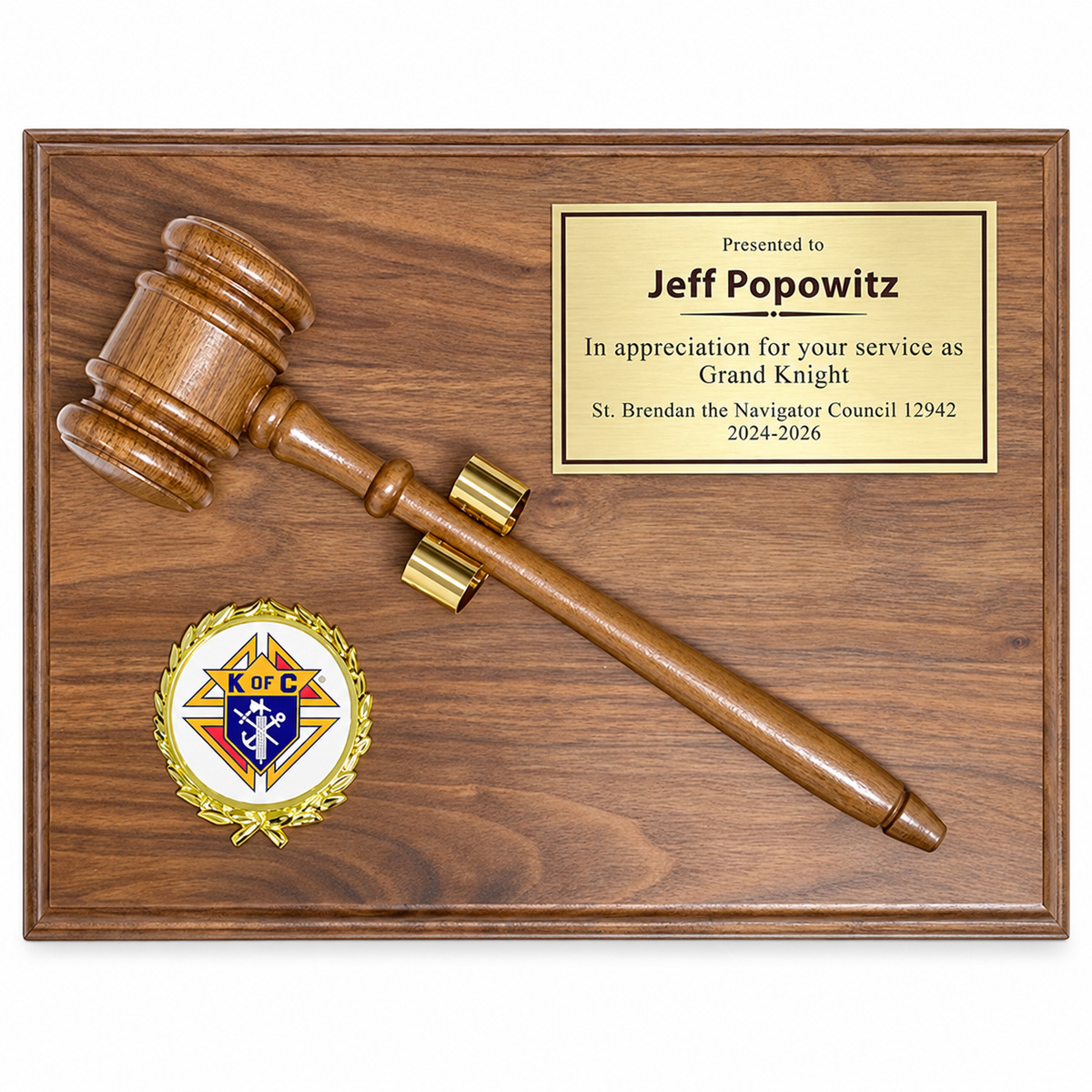 KofC Gavel Plaque