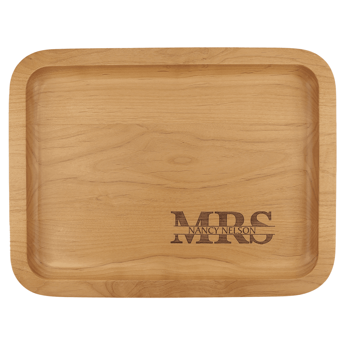 Alder tray with recessed center