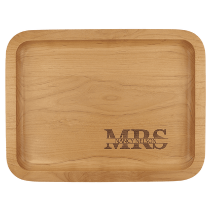 Alder tray with recessed center