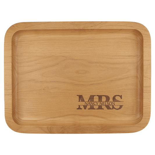 Alder tray with recessed center