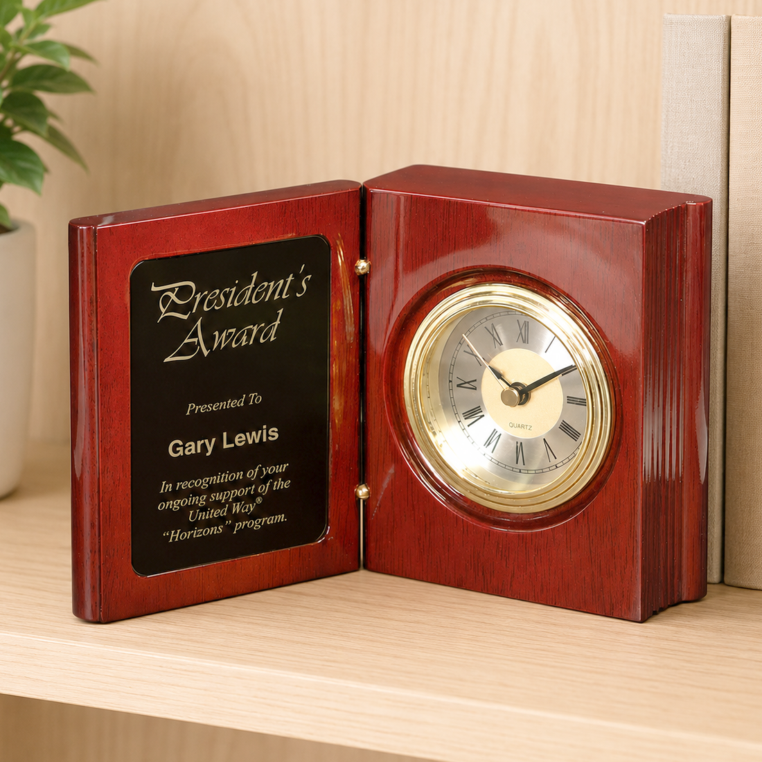 Rosewood Book Clock