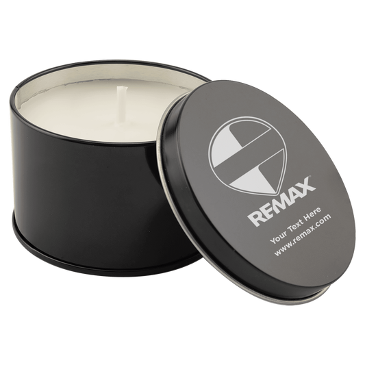 Candle in round tin
